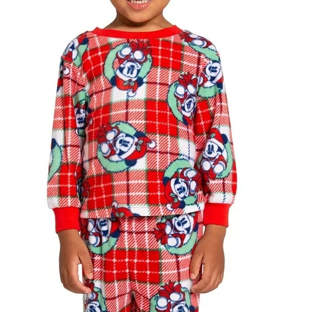 Briefly Stated Disney Toddler Boys Girls PJ Top, Christmas Mickey Mouse, 3T